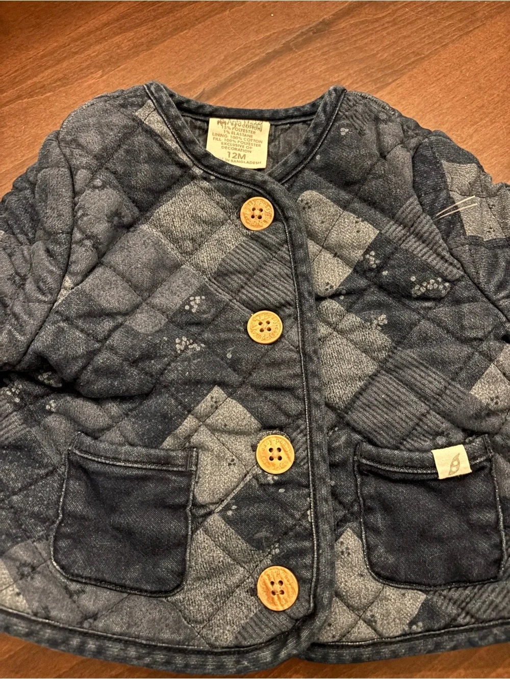 Quilted Navy Cotton Jacket with Button Front